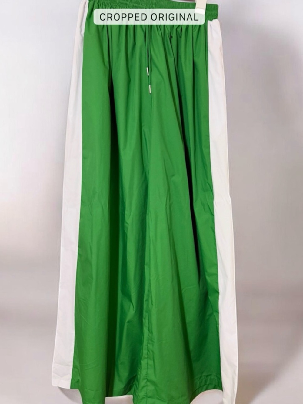 Women's Wide-Leg Green & White Pants